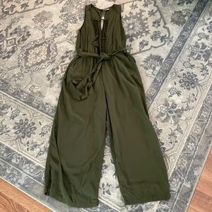 Old Navy Green Wide-Leg Jumpsuit with Tie Waist
